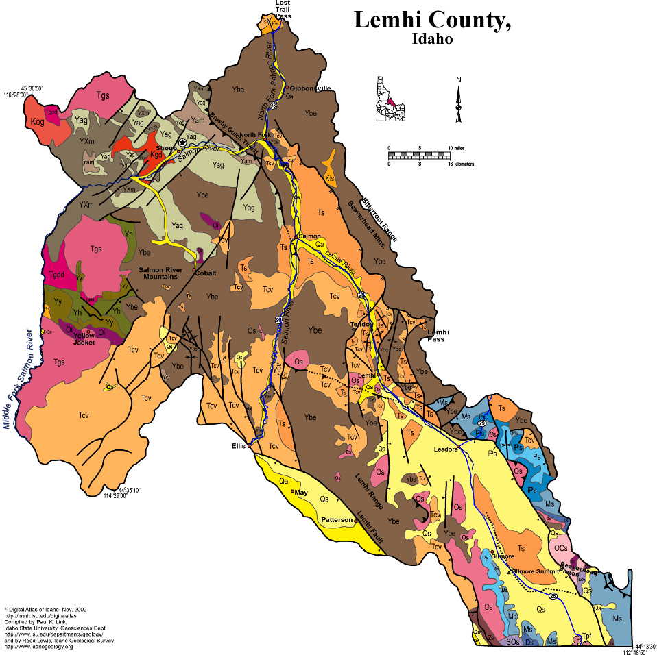 Geologic map of Lemhi county